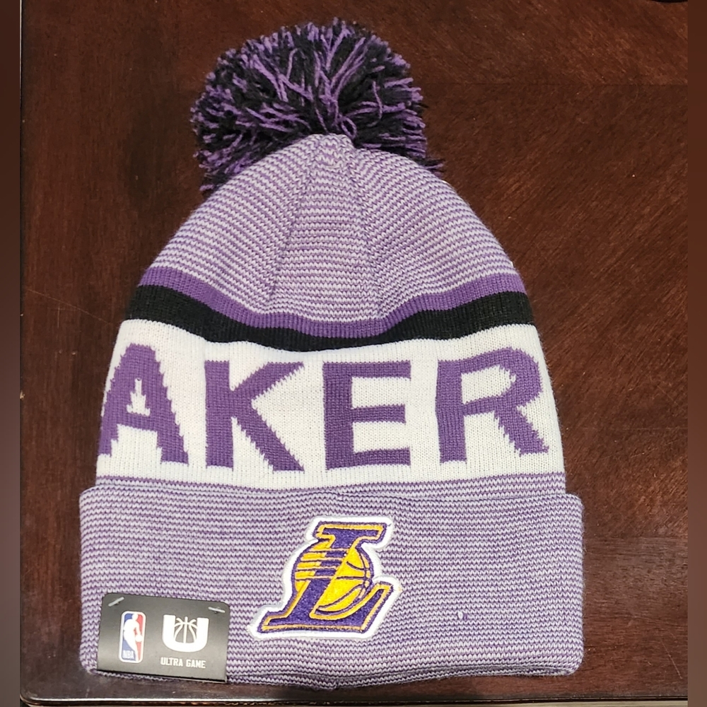 Los Angeles Lakers U Ultra Game NBA LA Basketball OS Knit Pom Beanie Winter Hat